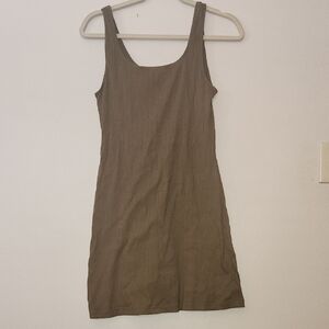 H&M Dark Olive Mini Tank Top Bodycon Dress Ribbed Fabric Sz M